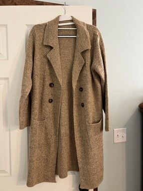 Cozy Long Knit Cardigan Coatigan - Taupe
